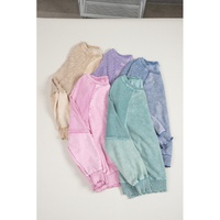 Orchid Petal Solid Waffle Knit Patchwork Raglan Sleeve Sweatshirt - L thumbnail