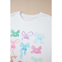 White Bowknot Pattern Drop Shoulder Loose Sweatshirt - 2XL thumbnail