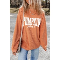 Orange PUMPKIN Spice Graphic Corded Crewneck Sweatshirt - L thumbnail