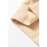 Beige Contrast Striped Patchwork Drop Shoulder Loose Sweatshirt - S thumbnail