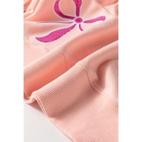 Apricot Pink Sequined Bowknot Drop Shoulder Oversized Sweatshirt - L thumbnail