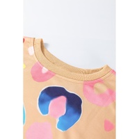 Khaki Multicolor Leopard Printed Drop Shoulder Pullover Sweatshirt - S thumbnail