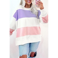 Beige Colorblock Patchwork Drop Shoulder Crewneck Sweatshirt - L thumbnail