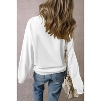 White Chenille Game Day Rugby Football Pattern Pullover Sweatshirt - M thumbnail