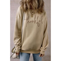 Parchment thankful Embroidered Drop Shoulder Pullover Sweatshirt - L thumbnail