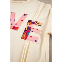 Apricot LOVE PATCH Graphic Oversized Sweatshirt - S thumbnail