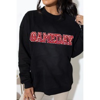 Black Sequined GAME DAY Rugby Football Season Sweatshirt - L thumbnail