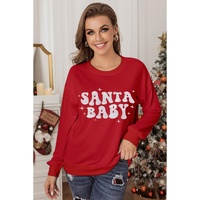 Red SANTA BABY Embroidered Crewneck Christmas Sweatshirt - L thumbnail