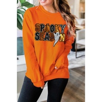 Russet Orange Sequin SPOOKY SEASON Ghost Pattern Halloween Pullover Sweatshirt - 2XL thumbnail