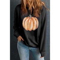 Black Thanksgiving Pumpkin Graphic Drop Shoulder Sweatshirt - M thumbnail