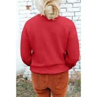 Red Christmas Metallic Nutcracker Graphic Crew Neck Sweatshirt - S thumbnail