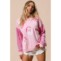 Pink Sequined Santa Claus Long Sleeve Christmas Sweatshirt - 2XL thumbnail