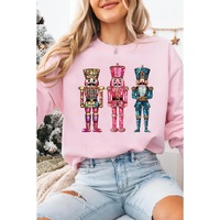 Pink Shimmer Nutcracker Graphic Christmas Pullover Sweatshirt - M thumbnail
