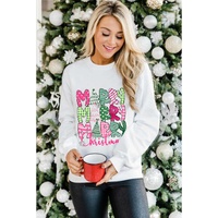 Beige MERRY Christmas Printed Drop Shoulder Pullover Sweatshirt - XL thumbnail