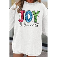 White JOY to the world Ribbed Crewneck Pullover Sweatshirt - S thumbnail