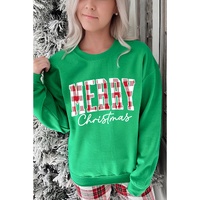 Dark Green Merry Christmas Heat Transfer Graphic Sweatshirt - 2XL thumbnail