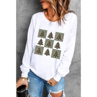 Beige Christmas Tree Checker Print Drop Shoulder Sweatshirt - 2XL thumbnail