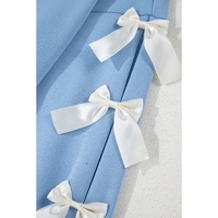 Myosotis Contrast Bow Decor Dropped Sleeve Crewneck Sweatshirt - L thumbnail
