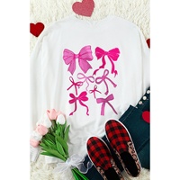White Sweet Bow Printed Valentines Graphic Sweatshirt - 2XL thumbnail