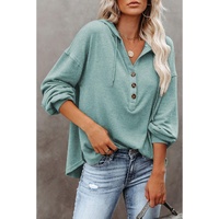 Azura Exchange High and Low Hem Hoodie with Buttoned Detail - M thumbnail