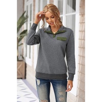 Azura Exchange Quilted Stand Neck Sweatshirt with Fake Front Pocket - XL thumbnail