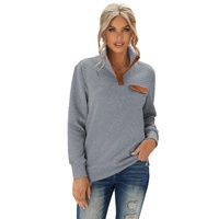 Azura Exchange Quilted Stand Neck Pullover Sweatshirt with Fake Front Pocket - M thumbnail