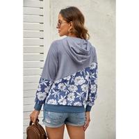 Azura Exchange Floral Splicing Cowl Neck Hoodie - M thumbnail