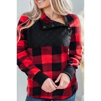 Azura Exchange Plaid Paneled Sweatshirt - S thumbnail