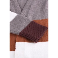 Open Front Colorblock Cardigan with Pockets - S thumbnail