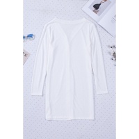 White Solid Color Open-Front Buttons Cardigan - 2XL thumbnail