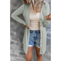 Solid Color Open-Front Buttons Cardigan - M thumbnail