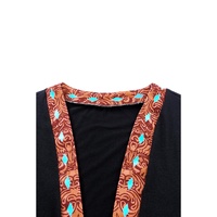 Black Western Pattern Cow Patchwork Open Front Cardigan - L thumbnail