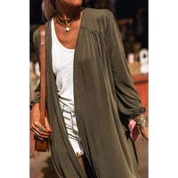 Green Lightweight Long Sleeve Open Front Duster Cardigan - M thumbnail