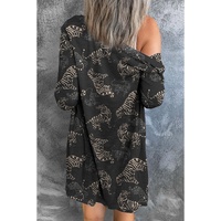 Black Wild Tiger Print Button Front Cardigan - M thumbnail