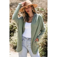 Laurel Green Waffle Knit Open Front Cardigan - L thumbnail