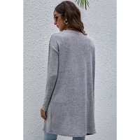 High Rise Solid Color Open Front Lightweight Cardigan - L thumbnail