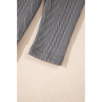 Medium Grey  Solid Textured Open Front Cardigan with Pocket - L thumbnail