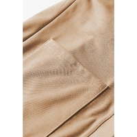 Light French Beige Ribbed Edge Exposed Seam Knit Cardigan with Pockets - L thumbnail