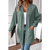 Canton Textured Knit Side Pockets Open Front Cardigan - M thumbnail