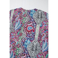 Red Paisley Print Open Front Kimono - M thumbnail