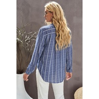 Azura Exchange Striped V Neck Pocket Long Sleeve Top - S thumbnail