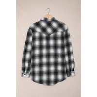 Azura Exchange Plaid Buttons Pocketed Shacket - M thumbnail