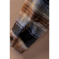 Black Oversize Rounded Hem Plaid Shacket with Slits - S thumbnail
