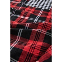 Azura Exchange Plaid Splicing Hit Color Pockets Long Sleeve Shirt - M thumbnail