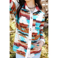 Azura Exchange Multicolor Aztec Print Long Sleeve Shirt - L thumbnail