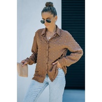 Azura Exchange Button Fuzzy Polka Dot Shirt - M thumbnail