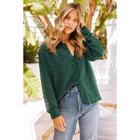 Azura Exchange Button Fuzzy Polka Dot Shirt - XL thumbnail
