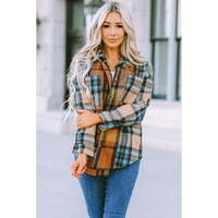 Azura Exchange Color Block Plaid Shirt with Buttoned Details - S thumbnail