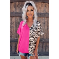 Azura Exchange Leopard Color Block Blouse - M thumbnail
