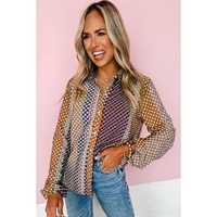 Azura Exchange Long Sleeve Dot Print Button Down Shirt - L thumbnail